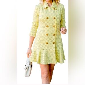 Cabi Yellow Hobnob Topper Double Breasted Jacket/Ruffle Midi Daffodil Yellow 🌼